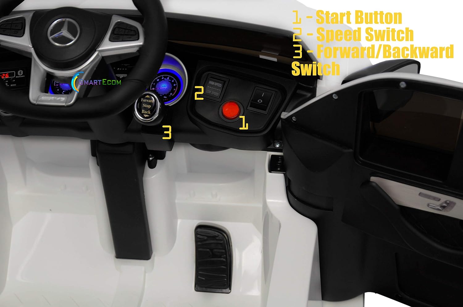 Ride On Toys - 12V Battery Powered Ride On Car with Remote Control - Licensed Electric Car for Kids w/ Open Doors, Leather Seat, MP3 Music and Horn White : Toys & Games