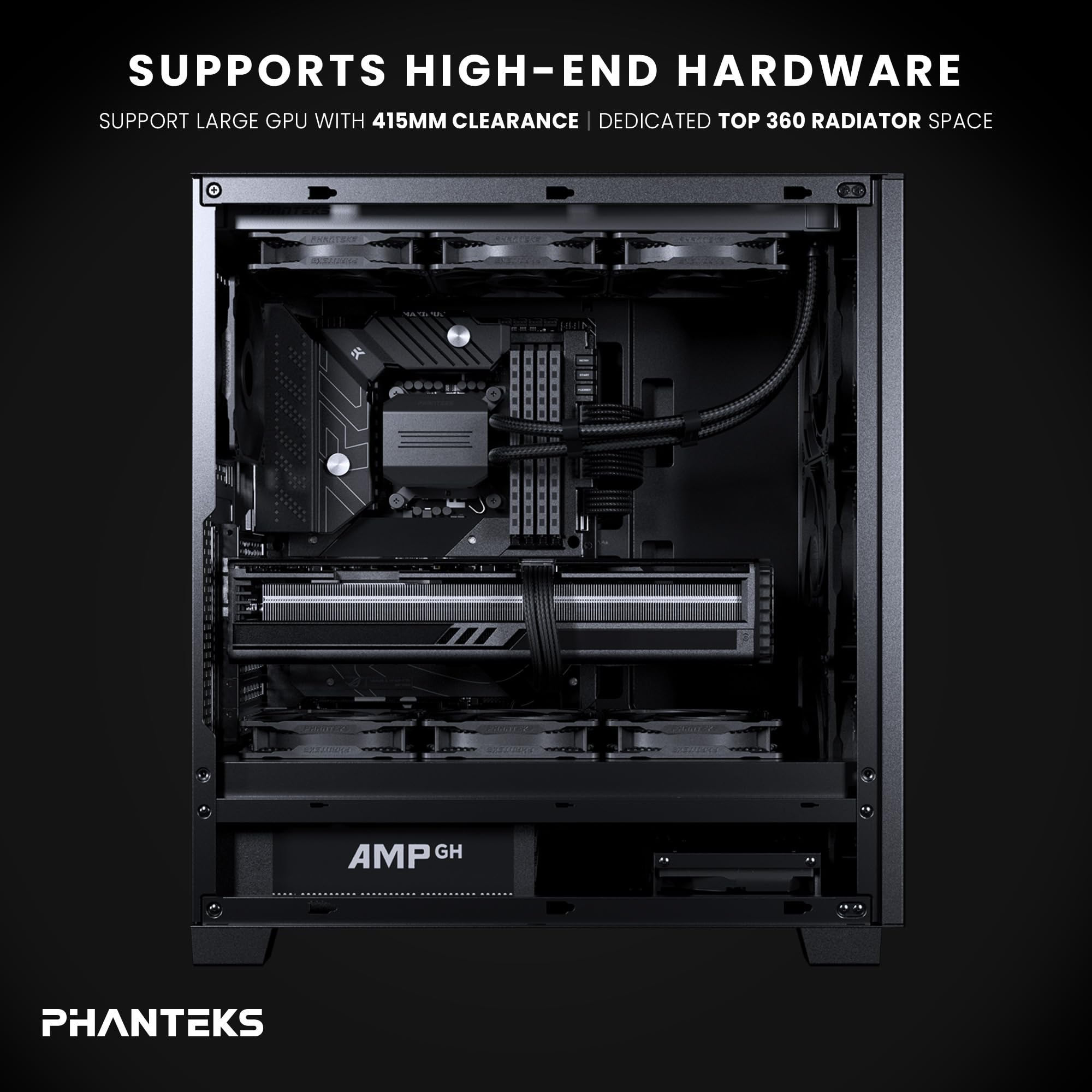 Phanteks XT Pro Silent, Mi-Tower-Spielrahmen, 3 Schwarze M25-120-Lüfter inklusive, geschlossene Panels, USB-C 3.2 Gen2, leises Gehäuse, Schwarz