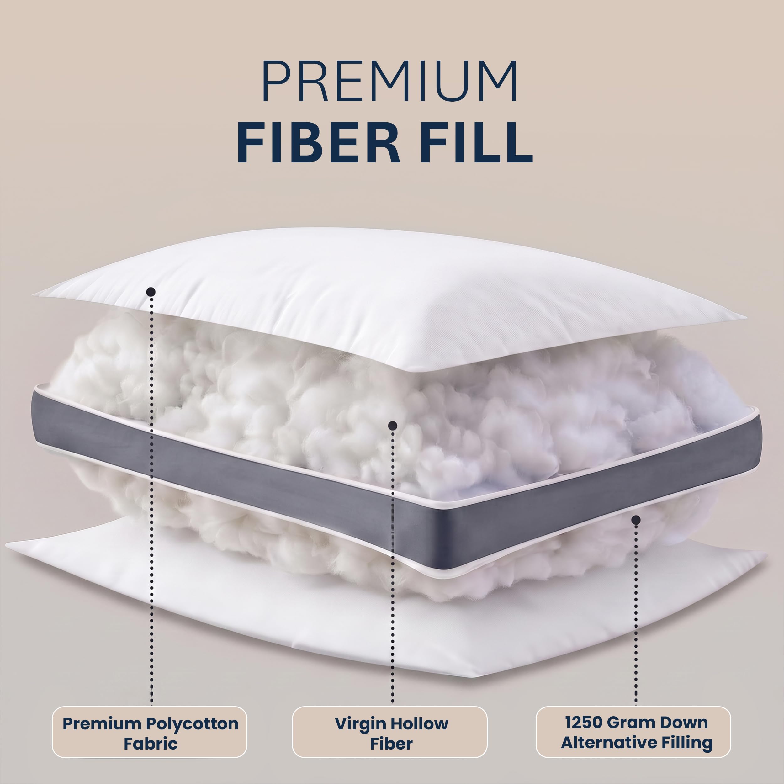 Utopia Bedding Bed Pillows for Sleeping King Size (Grey), Set of 2, Soft & Fluffy Pillow with Down Alternative Filling, Cooling, Hotel Quality, Gusseted Pillow for Back, Stomach or Side Sleepers