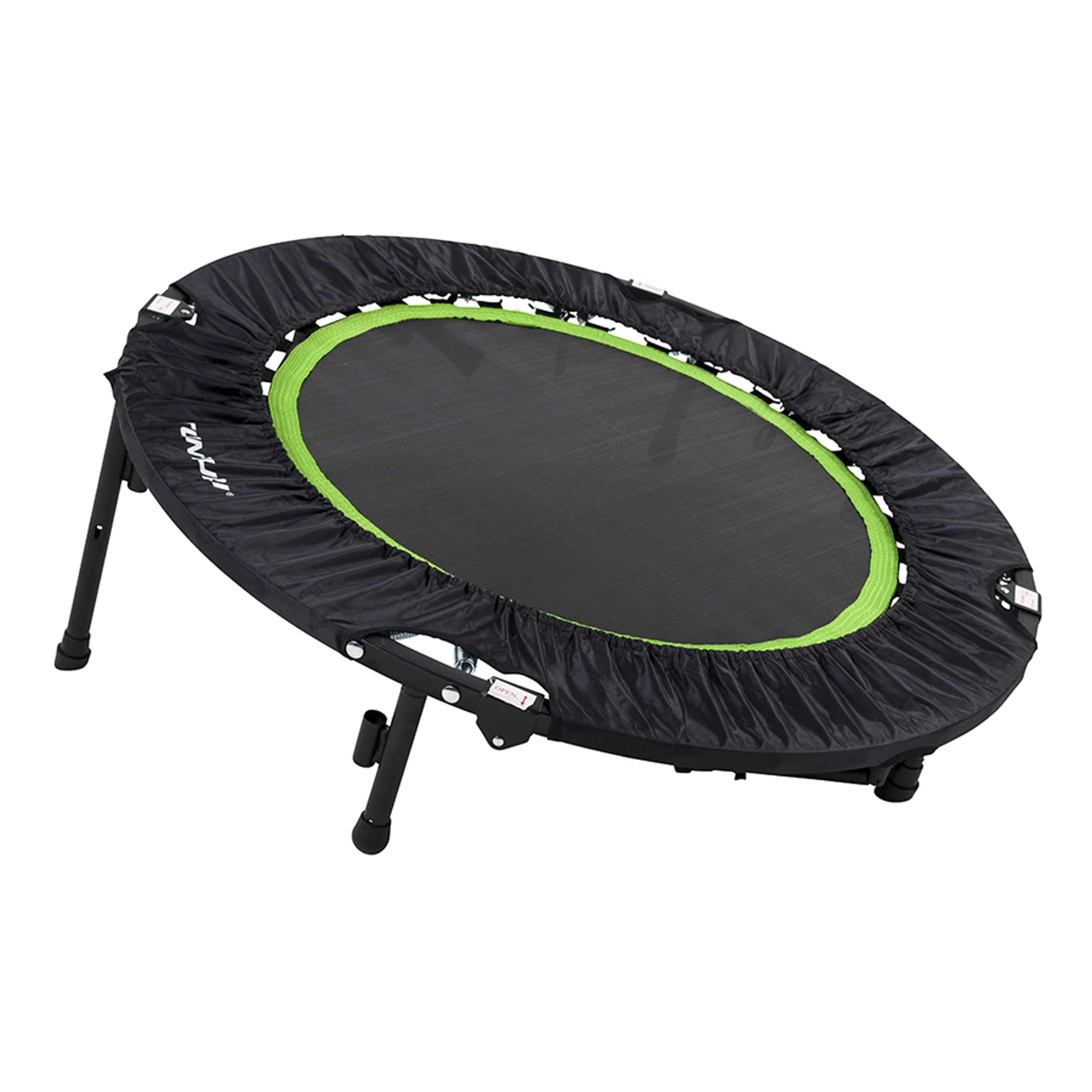 Tunturi Erwachsene klappbares Fitness Trampolin Ø 104cm mit Stange und Randabdeckung/Jumping Fitness Trampolin/Rebounder | Maximale Belastung 140 kg, Sprunghöhe 22 cm, Gewicht 11 kg, Faltmaß 40 x 75 x 10 cm