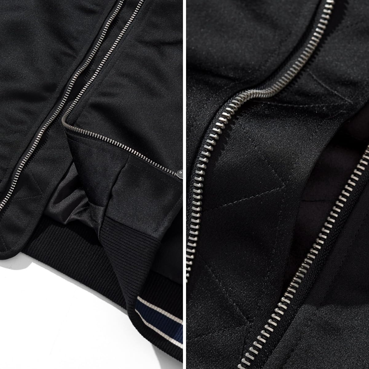 Japanese Lion Embroidery Mens Bomber Jacket Vintage Hip Hop Streetwear Satin Zip Up Long Sleeve Windbreaker - Image 6