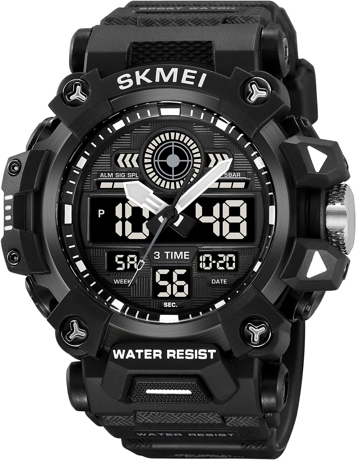 Herren Digitaluhr Wasserdicht 10 ATM (100m) – Mit Stoppuhr, Chronograph, Wecker, Dualer Zeitzone & 12/24h Format