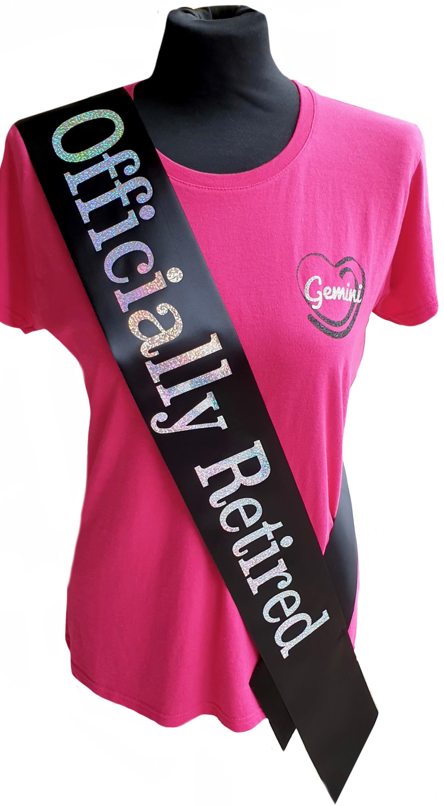 Retirement Sash - Officially Retired Birthday Sash - Beautiful Quality Black Ribbon and Holographic Silver Font Retirement Sash