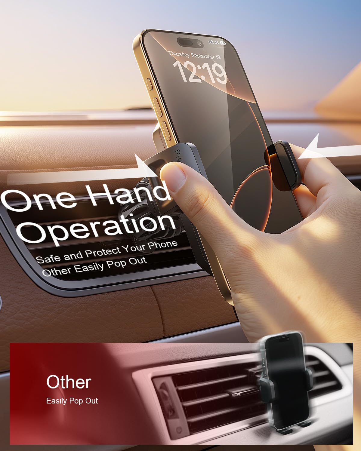 SUPERONE 3-in-1 Car Phone Holder [Strongest Suction Cup & Clip] 360° Adjustable Car Phone Mount for Dash/Vent/Windshield, Phone Holders for Your Car Accessories for iPhone 17/16/15/14 Samsung Android