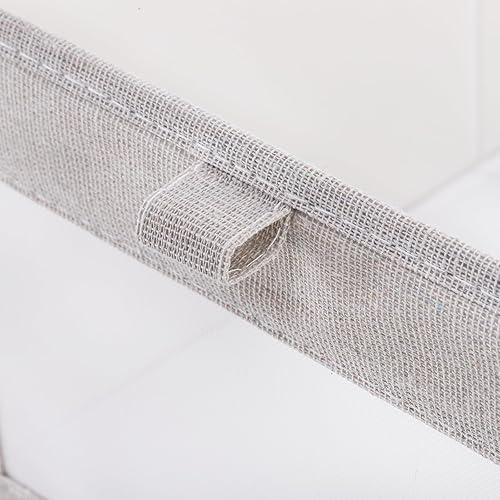 Miniatura 3 de Coloch Paquete de 6 contenedores de almacenamiento de lino con ventana transparente, caja de almacenamiento plegable para armario, organizador de