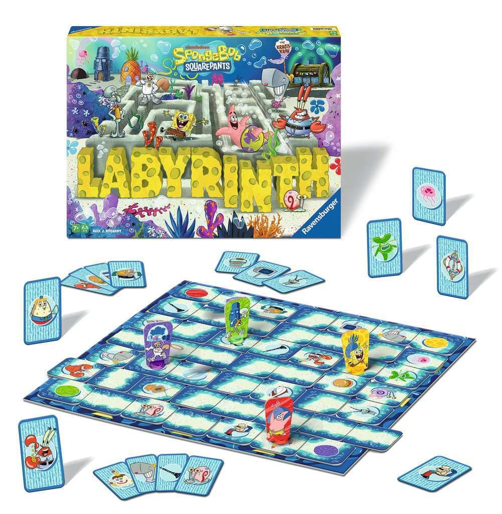 Ravensburger Games 25090 - Spongebob Squarepants Labyrinth - Le Jeu Classique dans Le Style de la série pour 2 à 4 Joueurs de 7 Ans et Plus