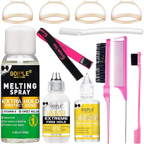Lace Melting Spray for Glueless Wigs - Essentials Kit with Lace Front Wig Glue & Remover