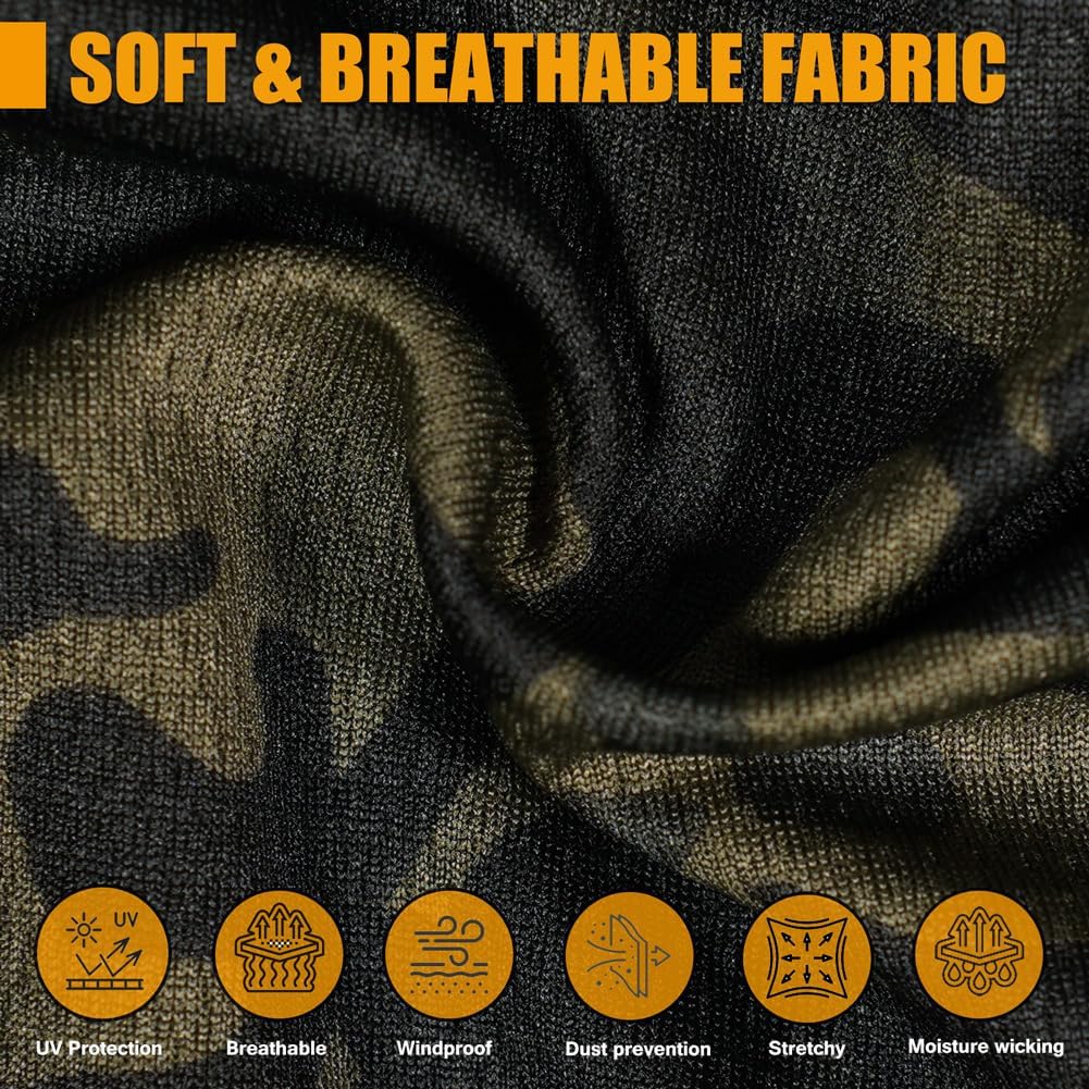KRYDEX Tactical Face Mask Balaclava Face Cover Full Head Wrap Quick Dry Neck Gaiter for Hunting,Motorcycle, Cycling, Hiking