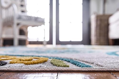 Miniatura 4 de Unique Loom - Colección moderna para exteriores, tapete (2 pies x 6 pies y 1 pulgada, rectangular, cremanegro)