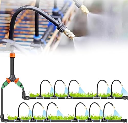 Sistema de riego automático de refrigeración por niebla, sistema de nebulización de 65.6 pies a 164 pies, juego de equipo de riego automático con