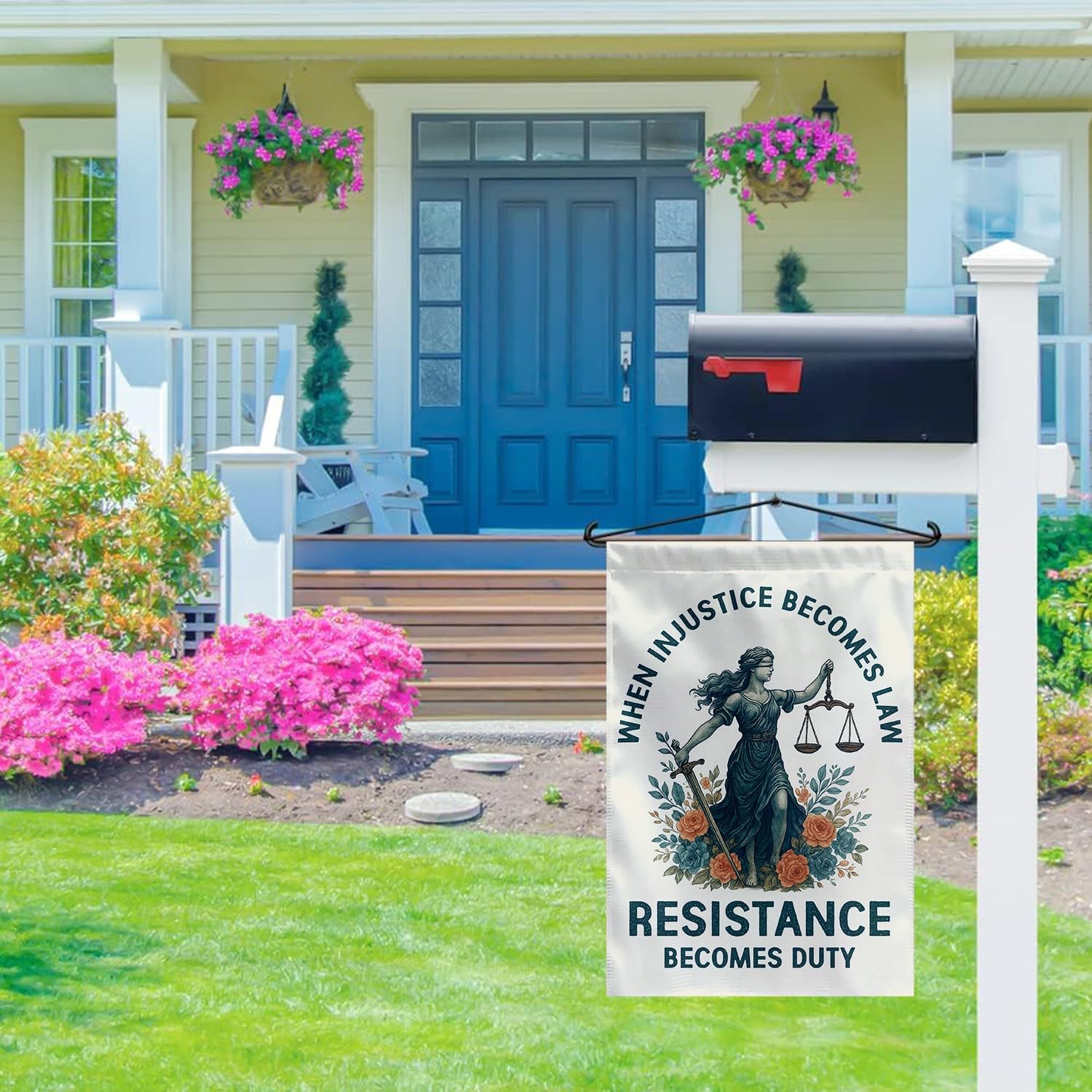 SODAVA [12x18"] When Injustice Becomes Law Resistance Becomes Duty Garden Flag, Double Sided Farmhouse Outdoor Yard Banner, Feminist Empowerment Garden Decor, Social Justice Porch Flag for Home Lawn - Image 2