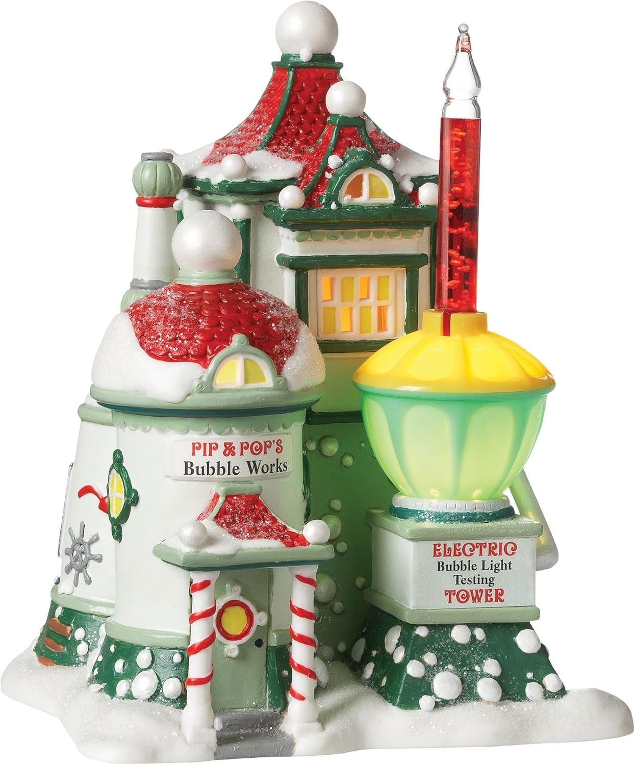 Department 56 Steel, Porcelain, Polyresin, Plastic North Pole Village Pip and Pop's Bubble Works Lit House, 6.89 inch