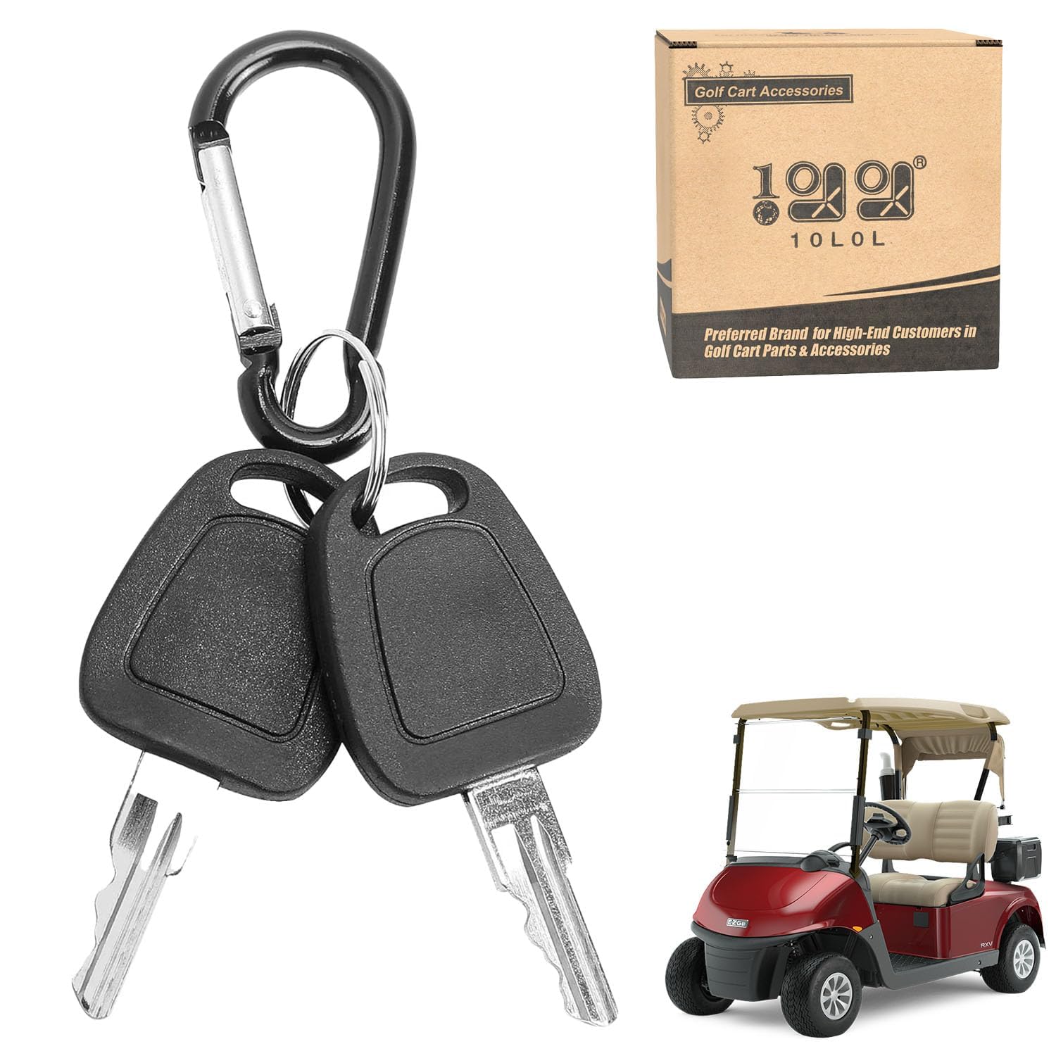 10L0L 2 PCS Golf Cart Ignition Replacement Keys for EZGO 1982-up Electric and Gas, OEM# 17063-G1 605946 611282 606993 609680 609692