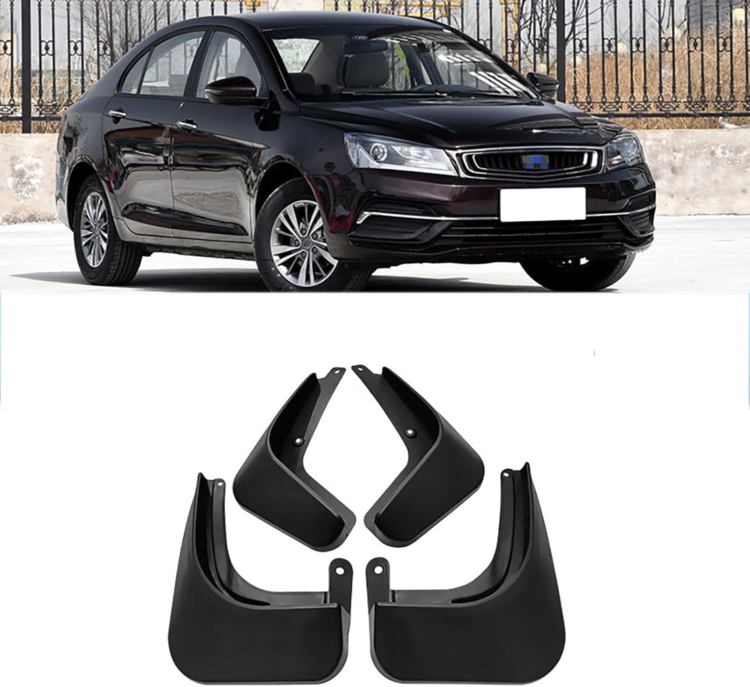 No-Drill Mudflaps for Geely Emgrand EC7 2018-2021, Bolt-On Kit, Road Legal