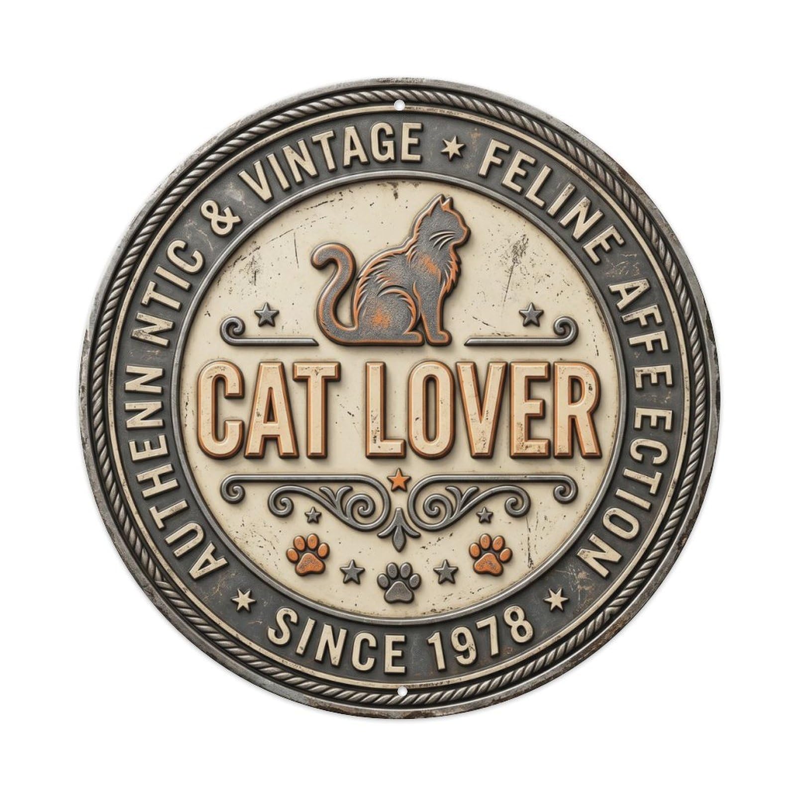 Cwbufd Vintage Style Cat Lover Nostalgic Garage Ornament Retro Slogans Vintage Metal Tin Sign Plaque Wall Decor For Cafe, Club Bar, Office, Garden Metal Poster 8X8inch