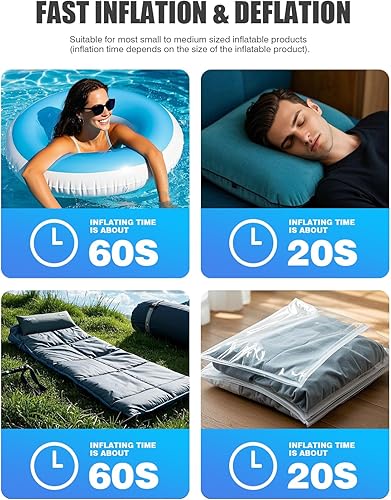 Miniatura 6 de Portable Air Pump for Inflatables Mini Air Pump with 1600mAh Battery & Camping Light - Rechargeable Electric Pump for Vacuum Storage Bags, Air