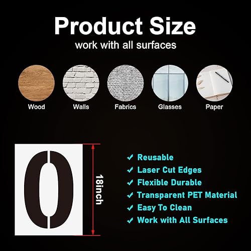 Miniatura 2 de Plantillas de números grandes de 18 pulgadas, plantillas de pintura de números reutilizables, plantillas digitales de plástico, plantillas para