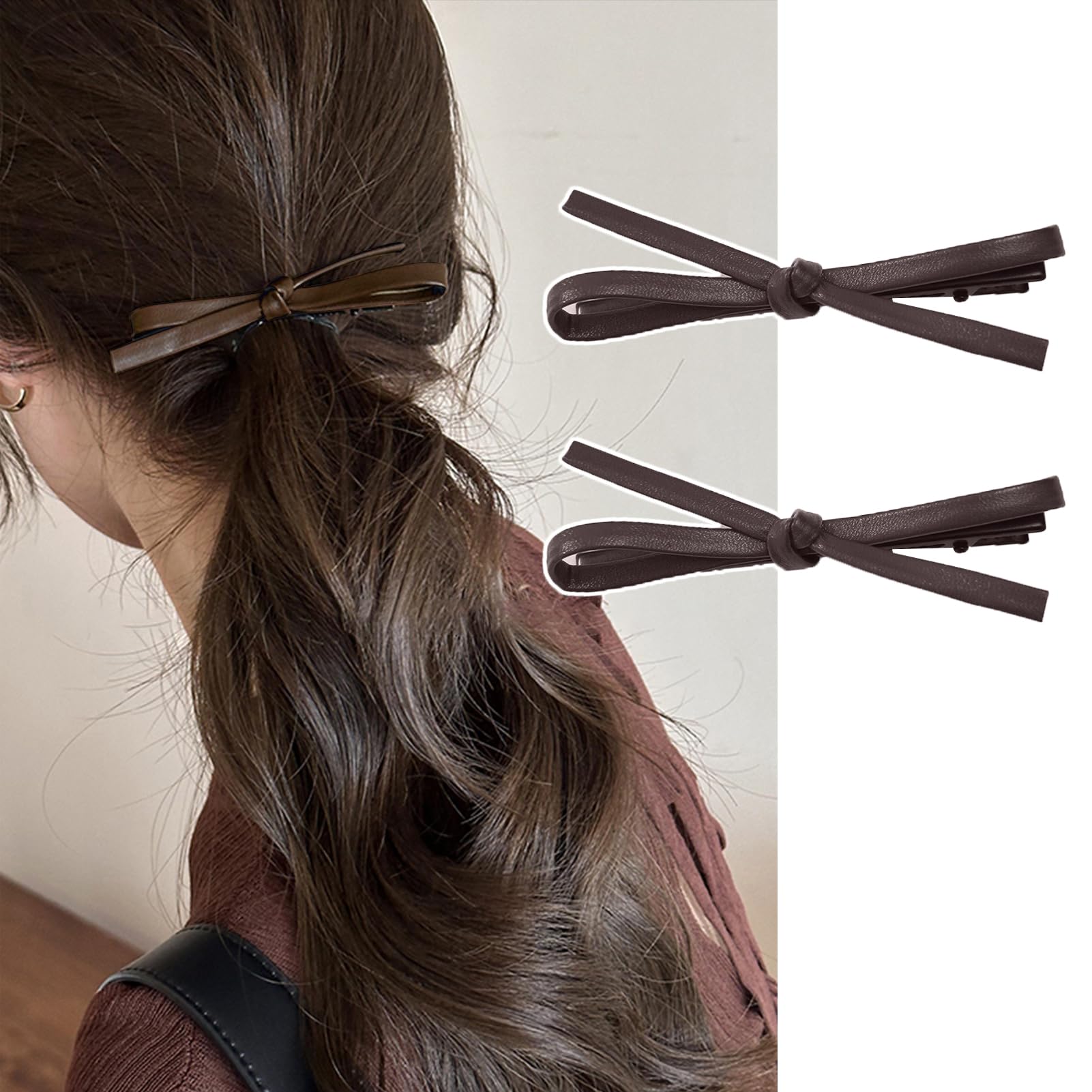 Amazon.co.jp: Natunofu ヘアクリップ PUレザー リボン ヘアピン