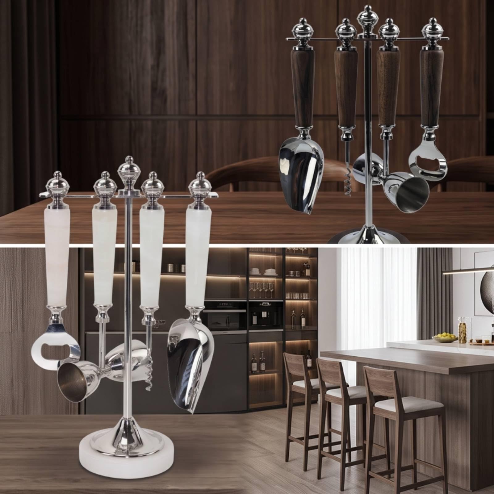 Qianly Barkeeper-Werkzeugständer platzsparend Set-Halter kompakt Barzubehör-Halter für Hausbar , Modern, Minimalistisch, Mit Jade-Optik