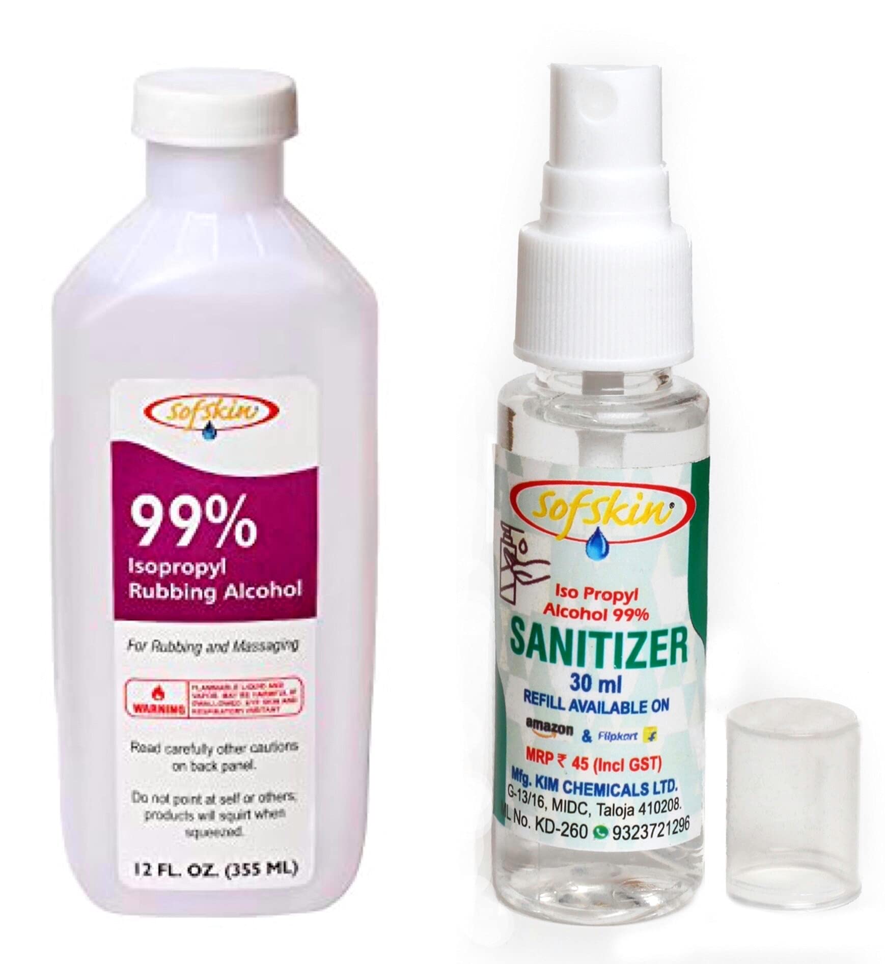 (American Brand) Premium 99% Iso Propyl Alcohol (Sanitizer) 355 ml - (FREE Spray Bottle). Also Good for cleaning Laptop, Mobile, Window Pans, Washing Baby Clothes to get rid of bacteria, etc.