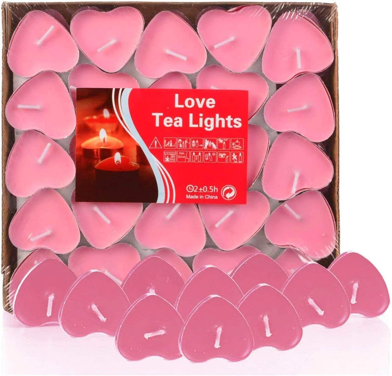 Ailiebhaus Love Candles Bulk Floating Smokeless Romantic Candles 50 Pink Tealights Aluminium