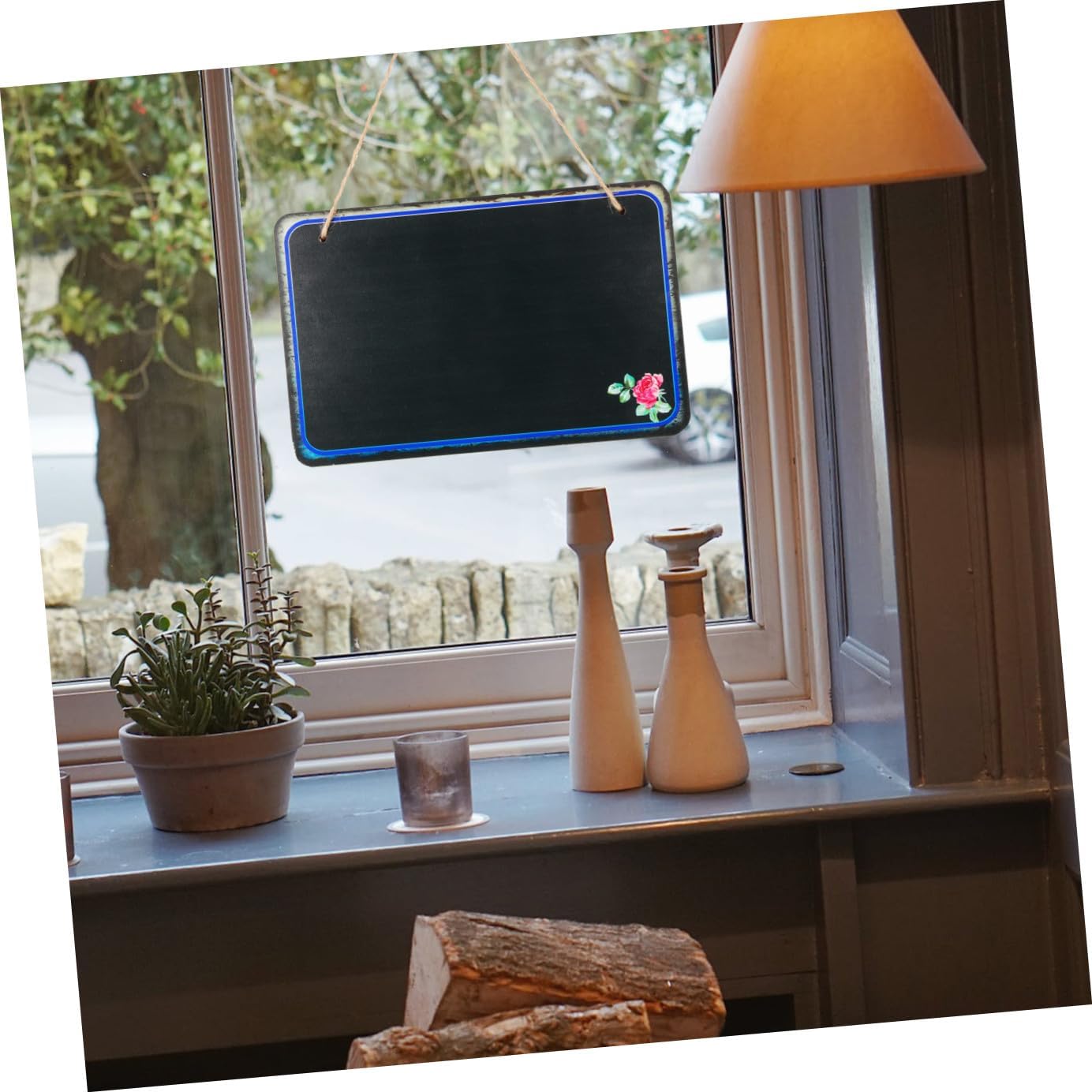 Rectangular Decorative Message Board Wall Hanging Single-Sided Chalkboard for DIY Writing Office and Restaurant Wall Memo Board for Home and Café Use Style