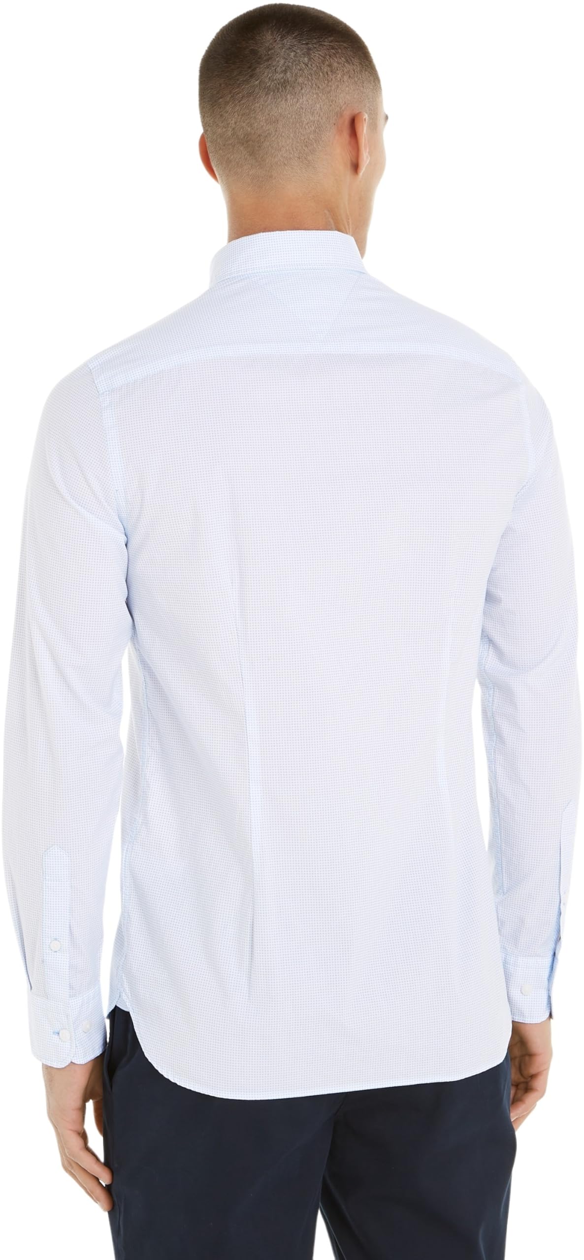 Tommy Hilfiger Męska koszula SF z mikronadrukiem MW0MW34571, L/S, niebieska, XXXL, Niebieski (optyczny biały/niebieski statek), 3XL