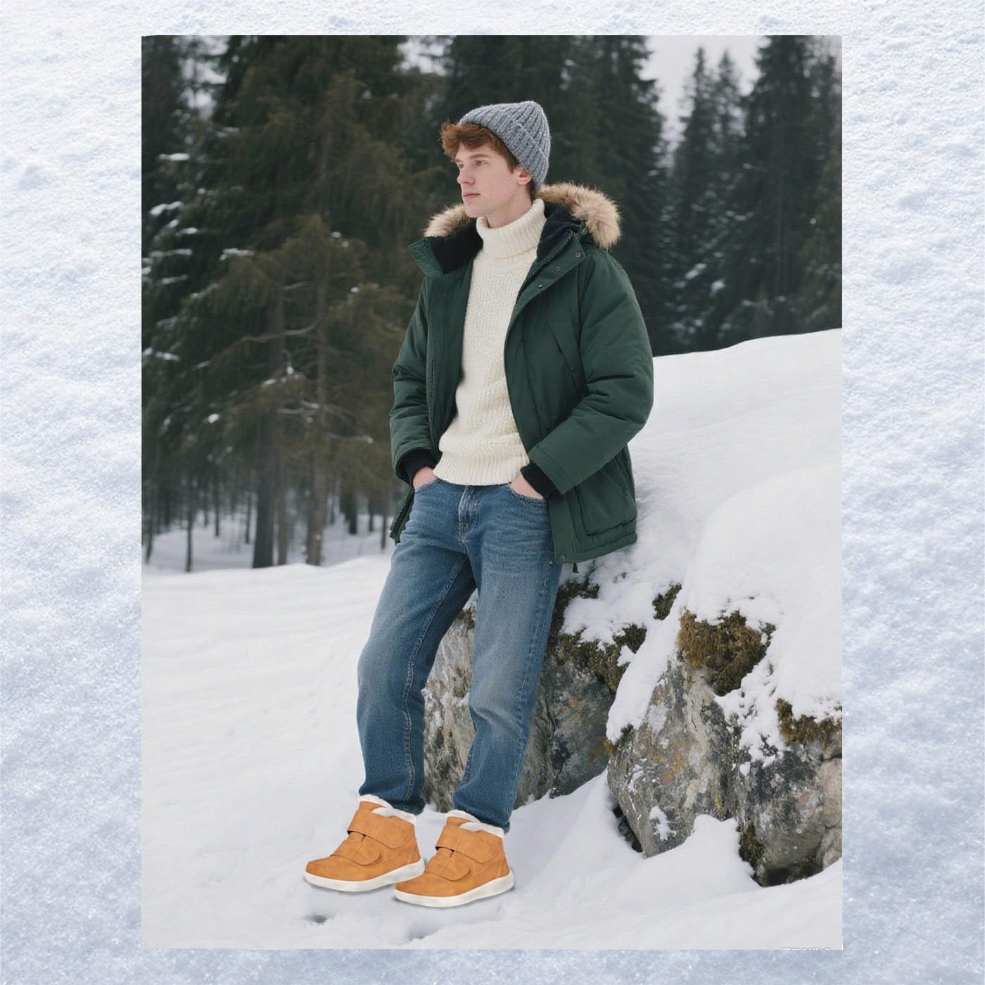 Hsyooes Diabetic Boots for Men Wide Width Winter Snow Boots Adjustable Straps Anti-slip Water Resistant Winter Shoes Warm Fur Lining Diabetic Shoes for Swollen Feet - Image 2