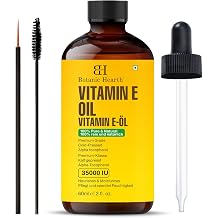 Botanic Hearth Vitamin-E Oil - 100% Natural Hair & Body Oil 35000 IU for Nails Hair Eyelashes & Eyebrows Includes Brush - 60ml