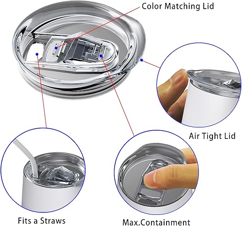 Miniatura 6 de Vasos de vino aislados con tapa, vasos de vino de acero inoxidable de 12 onzas sin tallo, vaso de viaje de doble pared para café, bebidas, champán,