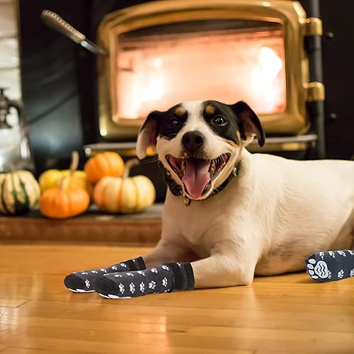 Miniatura 7 de Rypet Calcetines antideslizantes para perros, 3 pares, calcetines de agarre para perros con correas de control de tracción para interiores en suelos