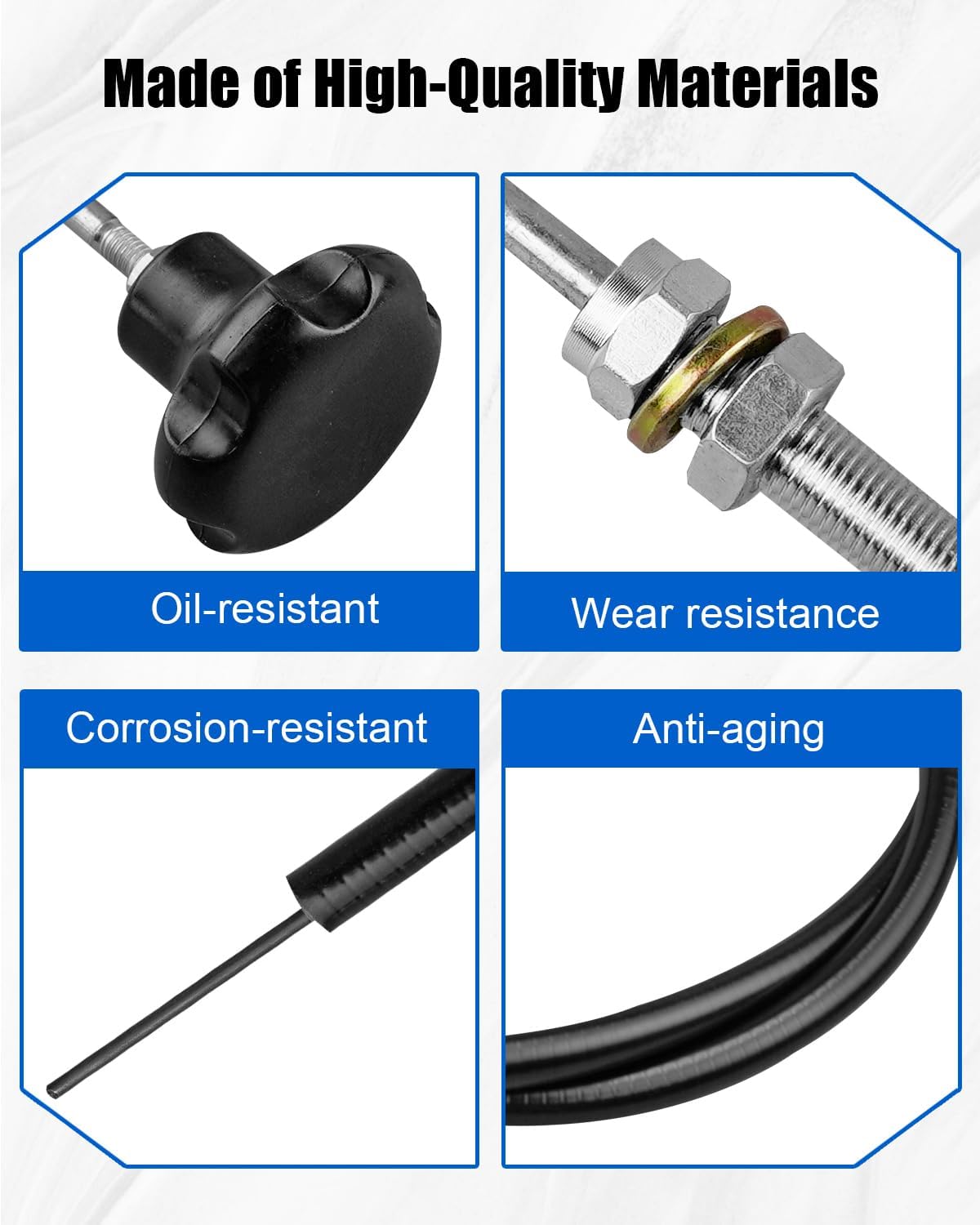 OCHIKI 15Ft PTO Control Cable with 2 Inches Black Knob, Dump Truck Push Pull Cable Replace 55199, Durable and Wear Resistant