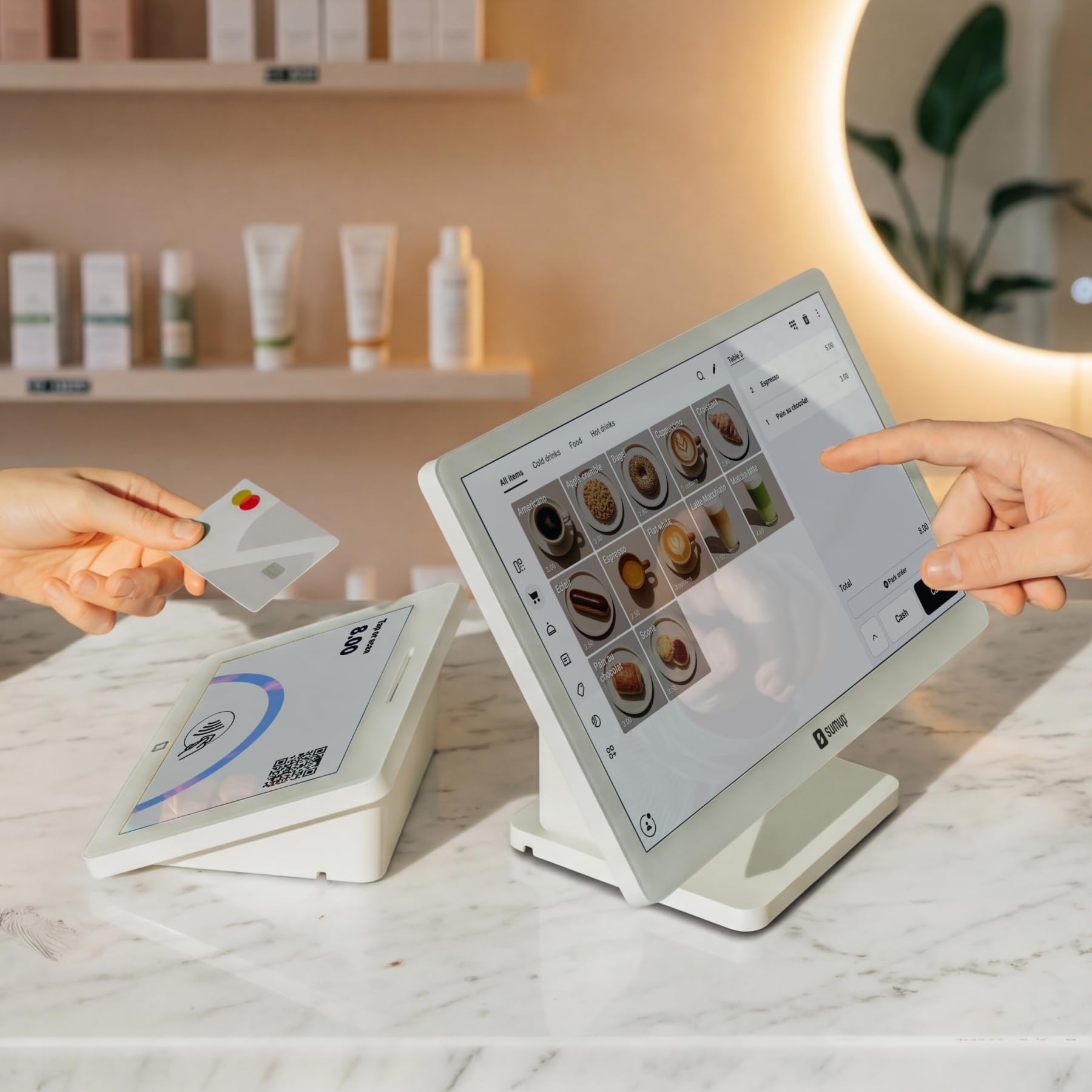SumUp Caja registradora, Sistema TPV todo en uno con Pantalla Táctil de 13" y Pantalla Cliente de 8", Terminal de Pago con Tarjeta, Wi-Fi, Sin Cuotas Mensuales