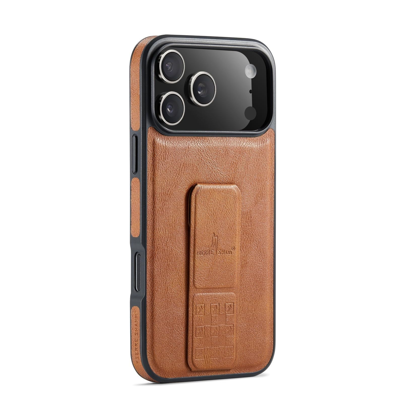 Generic Funda compatible con iPhone 17 (color: marrón) con correa de mano de piel y silicona