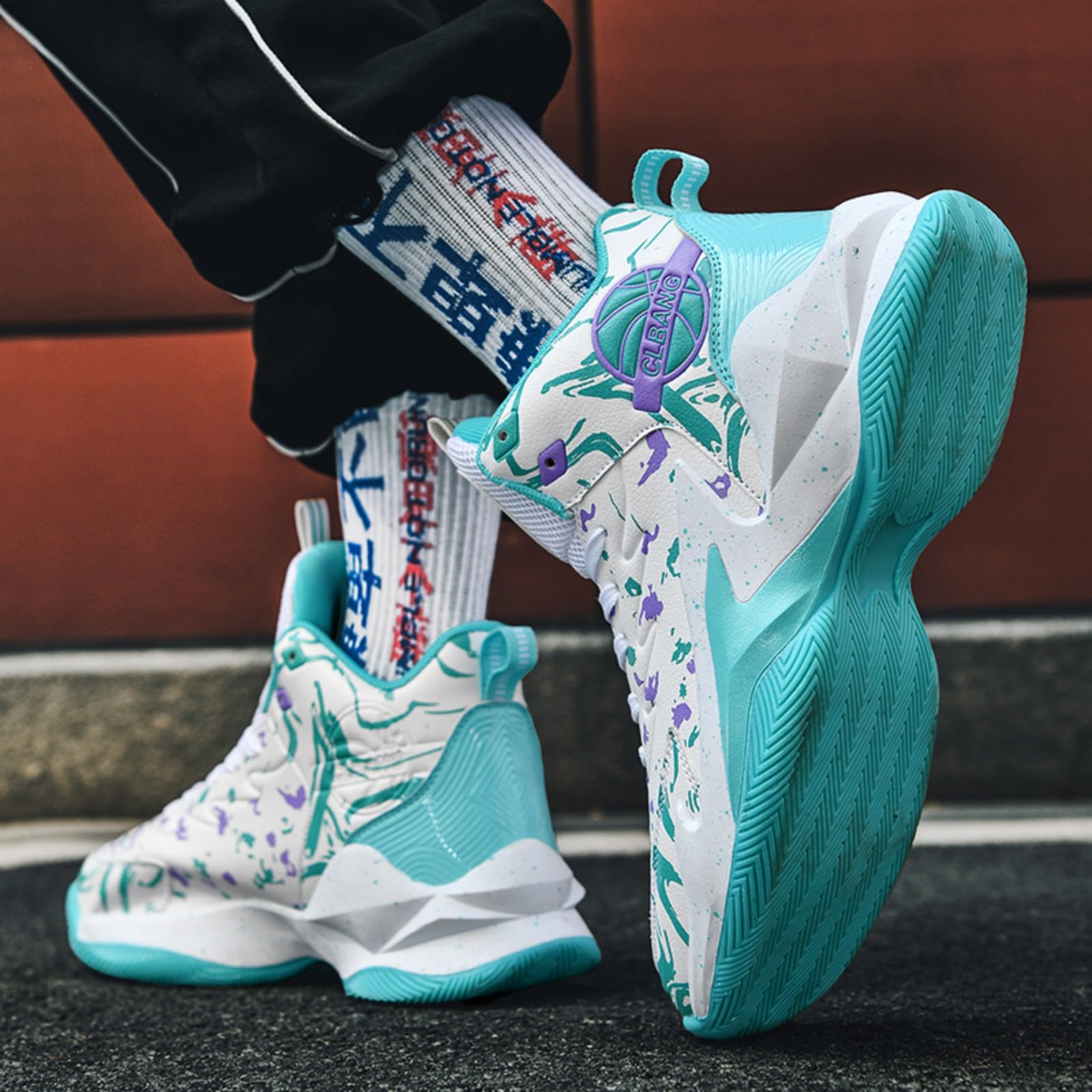 Chaussures de Basket-Ball Montantes Antidérapantes et Respirantes, Légères et Résistantes à l'usure, Sneakers de Sport Confortables pour Adolescents et Adultes, Usage Intérieur Extérieur