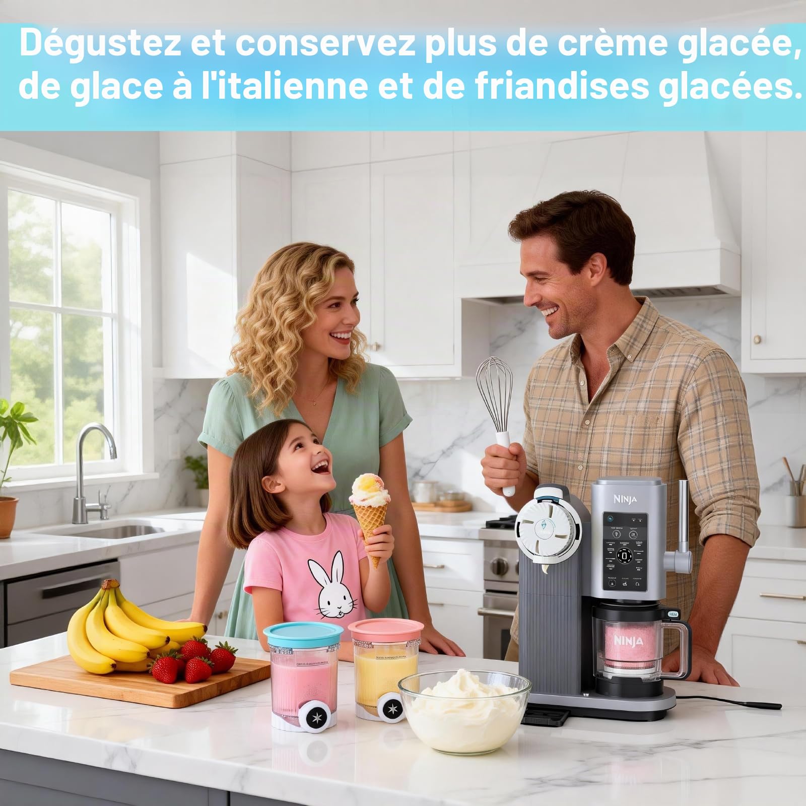 Lot de 4 récipients à crème glacée avec couvercles pour Ninja Creami Swirl, 480 ml, accessoires de rechange pour machine à crème glacée Ninja série NC700/NC701 (sans BPA et passe au lave-vaisselle)