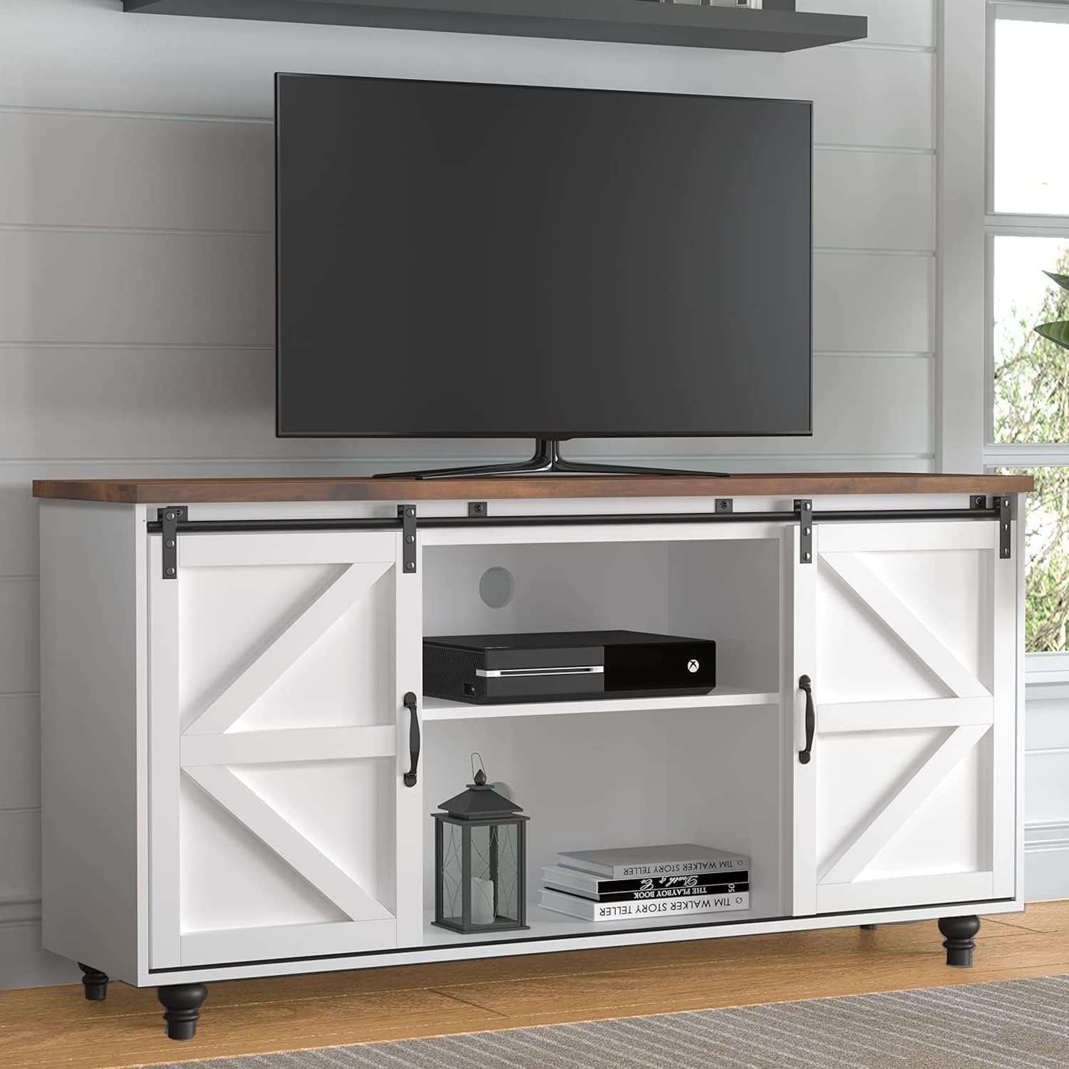 Buy White Farmhouse TV Stand for 65 inch TV, White Entertainment Center
