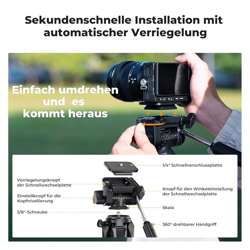 K&F CONCEPT S254A3 Könnyű Kamera Tripod 172cm, Telefontartóval és Táskával - 172 cm, With 2-in-1 holder