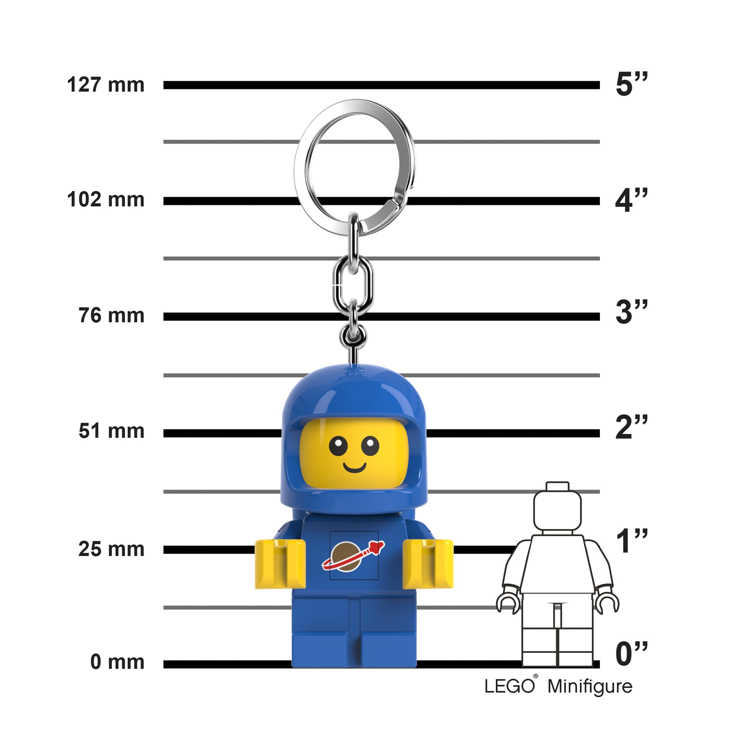 LEGO Minifigures Keyring 5.7 cm Tall - Spacebaby (KE210H), Bag Charm with LED Light, Blue - Image 3