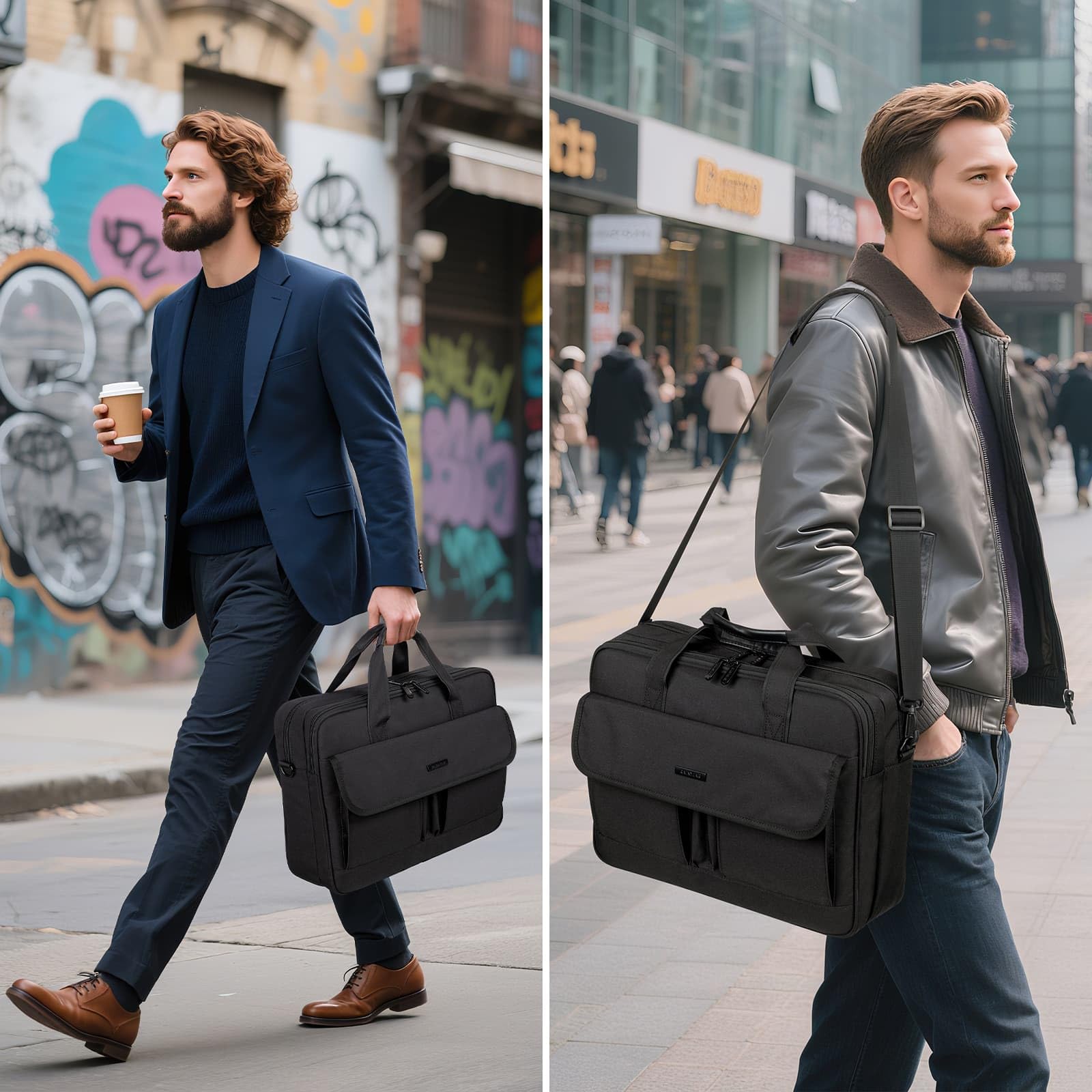 RAINYEAR Sac d'ordinateur multifonctionnel pour ordinateur portable de 15,6 pouces, Macbook Pro/Max de 16 pouces, sac à bandoulière résistant à la déchirure pour hommes, mallette de grande capacité