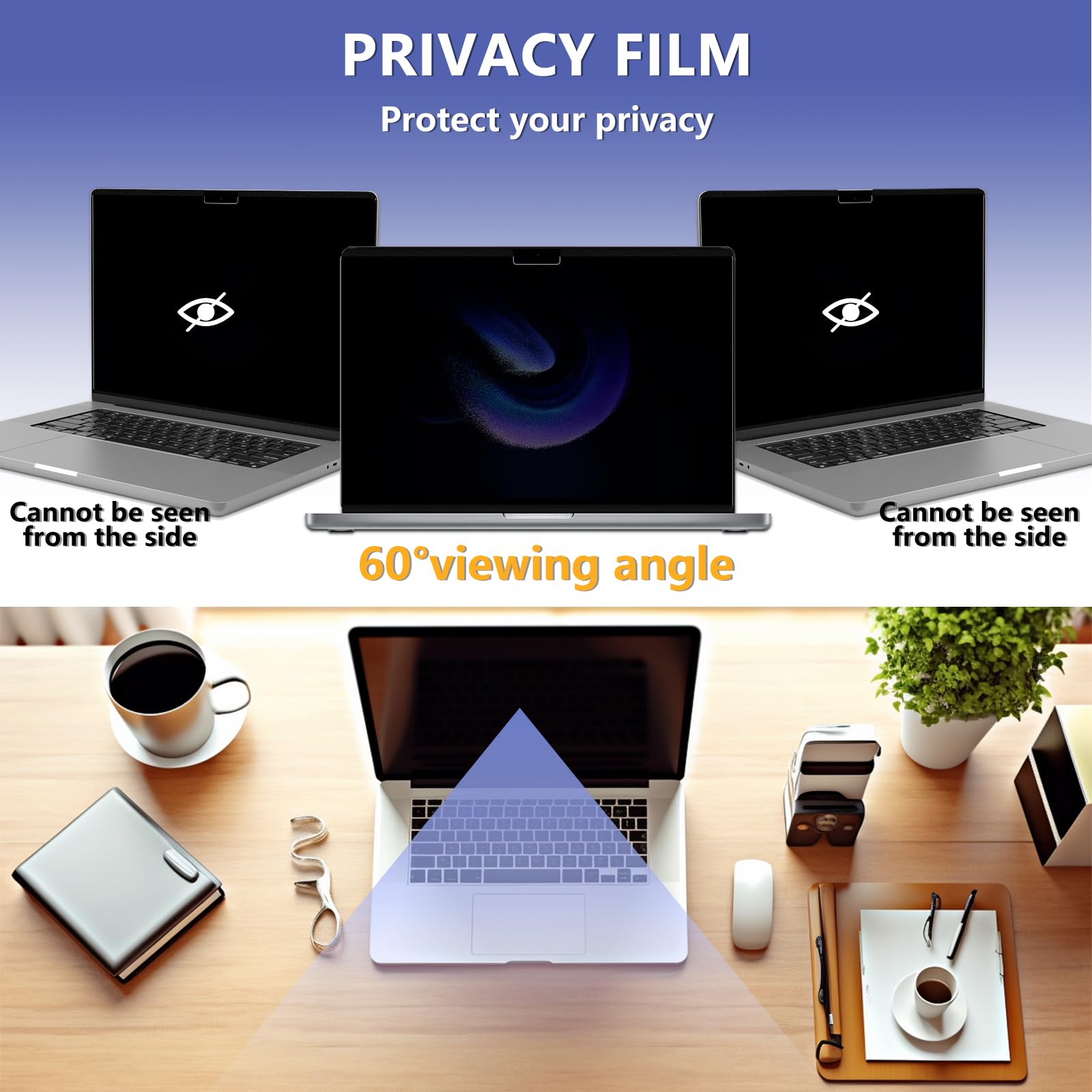 Filtro Privacy Premium per MacBook Air 13.6 Pollici M5/M4/M3/M2 (2022-2026),Filtro Privacy Premium & Filtro Anti Luce Blu,Magnetico Rimovibile Pellicola de Protezione per Filtro Monitor/Laptop