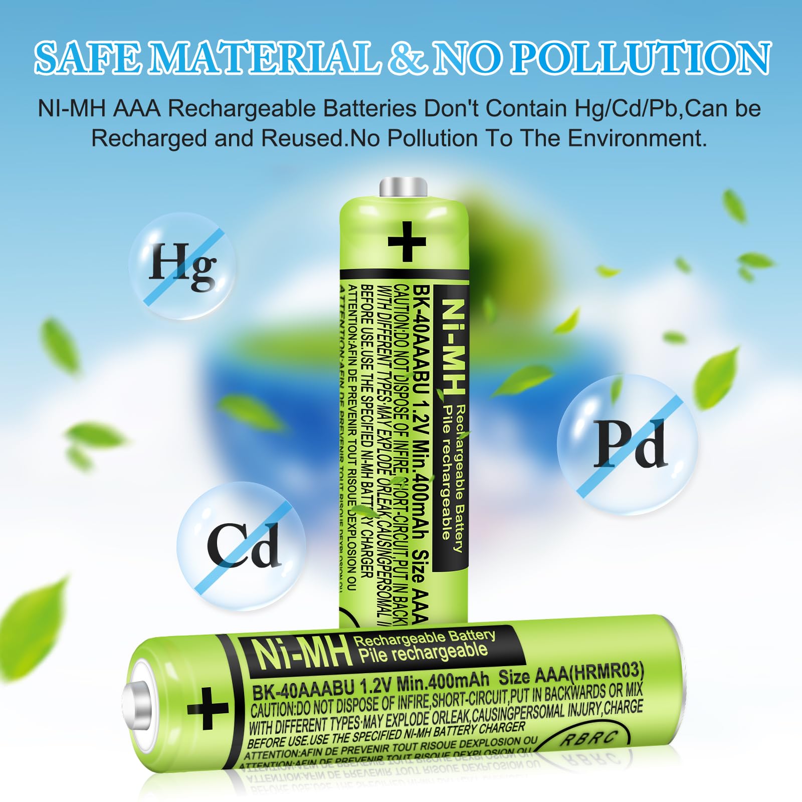 Paquete de 12 baterías recargables NI-MH AAA de 400 mAh 1,2 V para Panasonic | BK-40AAABU, pilas AAA recargables para teléfonos inalámbricos, mandos a distancia, electrónica, baja autodescarga