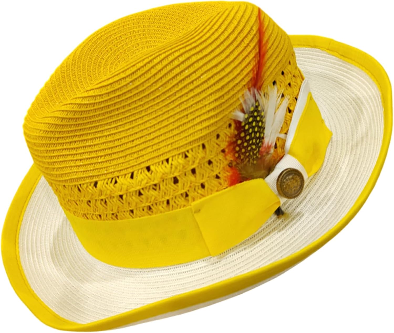 Handwoven Panama Hat for Men and Women Adjustable Size Breathable Straw Hat in 4 Colors Vintage Multipurpose Outdoor Yellow