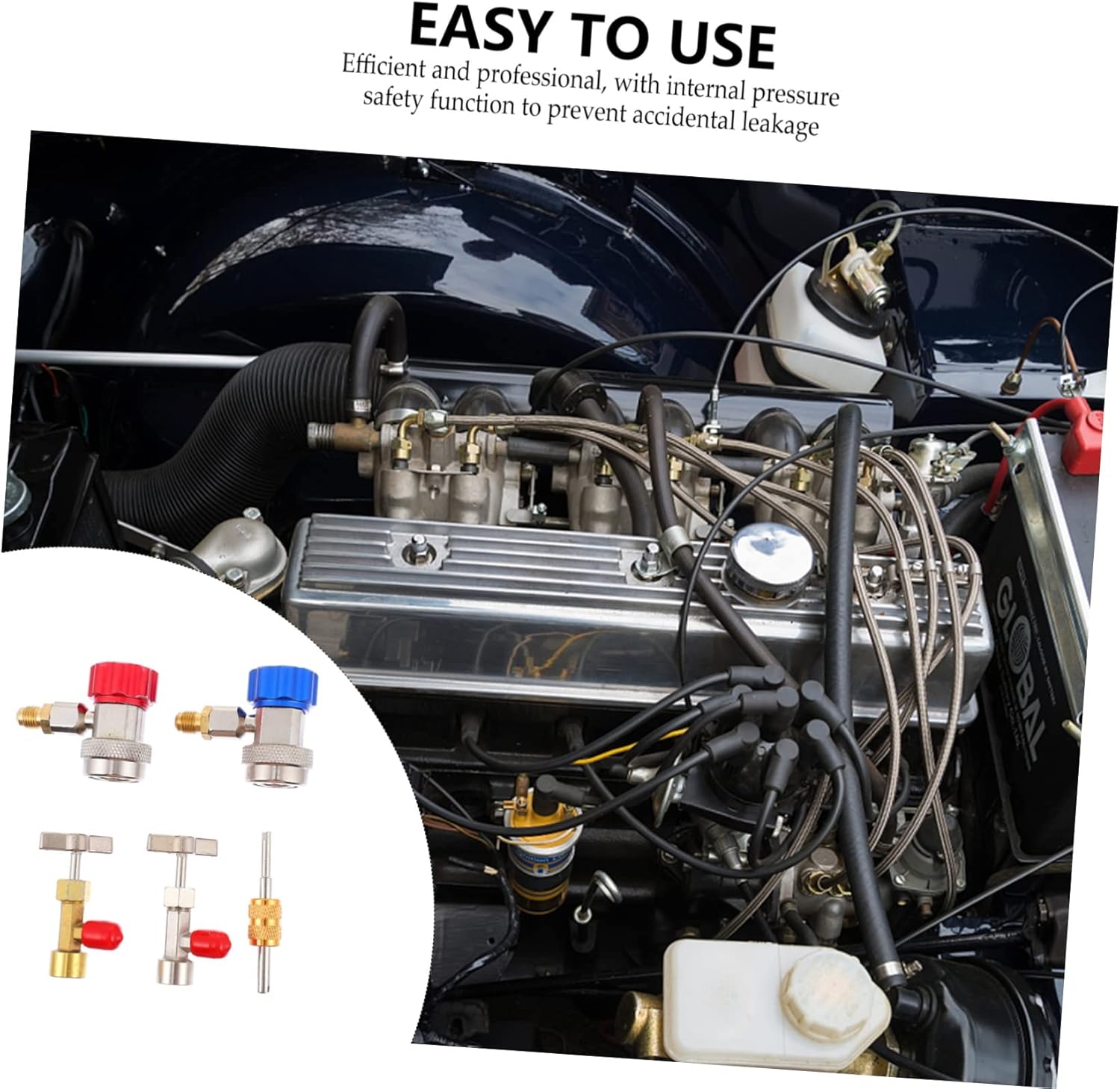 Mobestech Multi-Function Refrigerant Kit Valved Core Tools Tank Adapter Fittings for Easy Installation