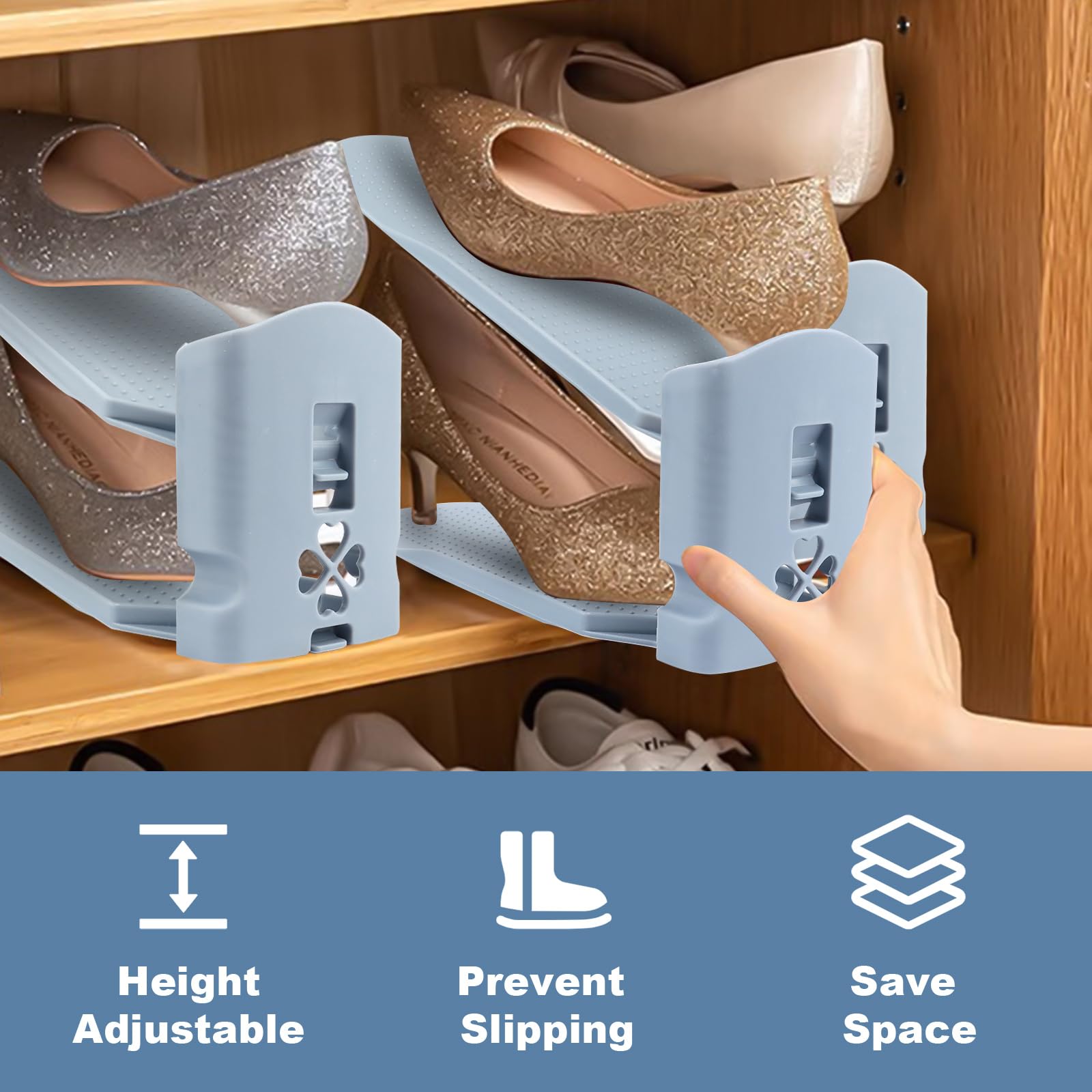 MXTIMWAN 10 Pezzi Porta Scarpe Regolaili in Plastica, Porta Scarpe da Armadio Salvaspazio, Salvaspazio Regolabili da Scarpiera per Organizzare Gli Armadi, Impilare le Scarpe
