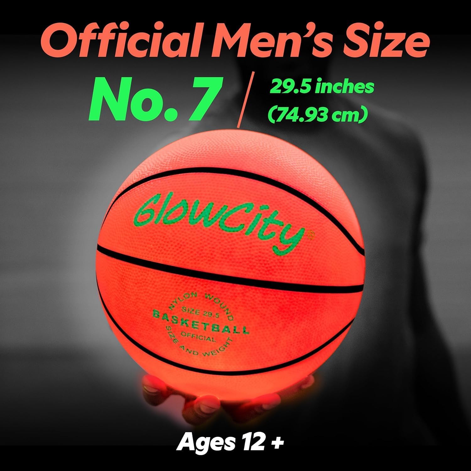 GlowCity Glow in The Dark Basketball - Size 5, 6, 7 Light Up Ball for Kids, Teens & Adults - Night Outdoor Games - Sports Birthday Gifts Ideas for Boys Ages 6 7 8 9 10 11 12 13 14 15
