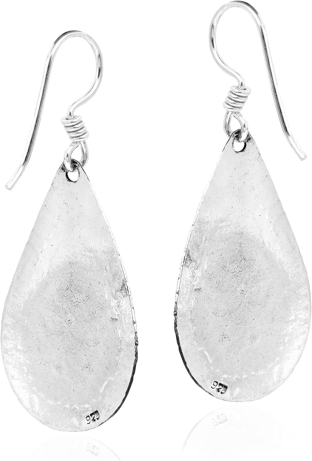 AeraVida Vintage Elegant Handcrafted and Hammered Teardrops .925 Sterling Silver Dangle Earrings