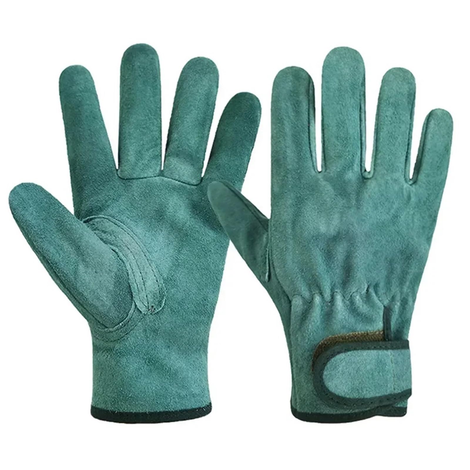 Gants de protection en cuir for l'extérieur, 1 paire, for Camping, soudage, jardinage, ignifuges, antidérapants, for le travail pour Congélateur, Entrepôt(Green-L)