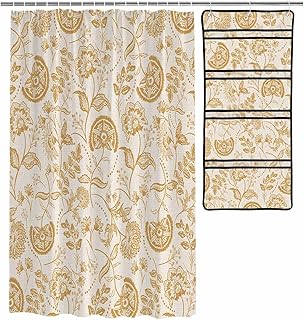 DecorLovee Spring Floral Shower Curtain with Pockets Organizer, Summer B...