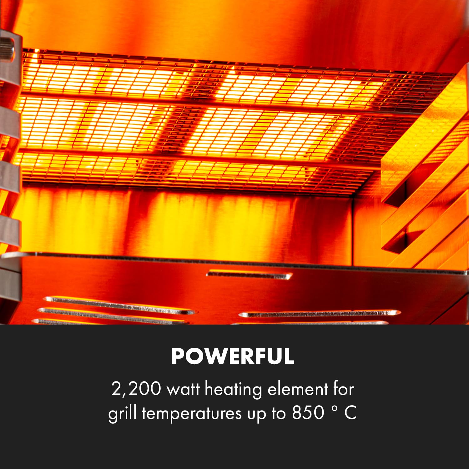 Klarstein Hannibal - Parrilla alta temperatura interior, Potencia: 2.200 W, Temperatura: 200-850 °C, Elemento infrarrojo, CharForce System, Superficie: 18,5 x 30 cm, Display LED, Temporizador, plata